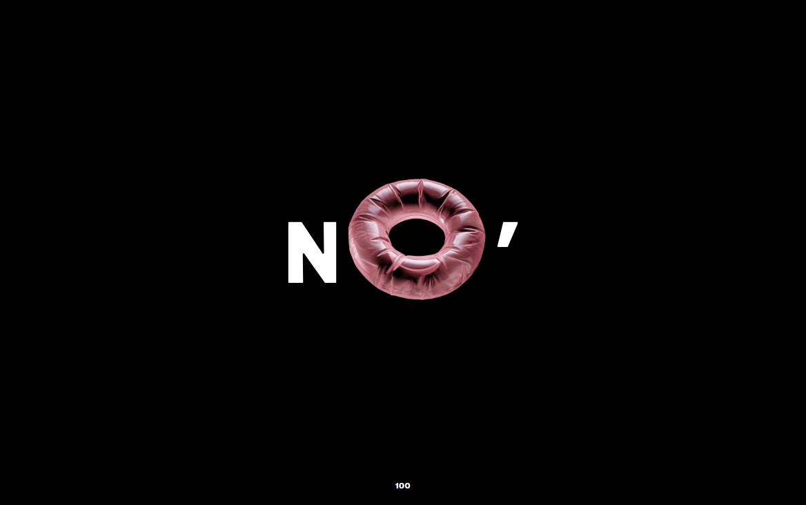 Intro: la O del wordmark es un donut 3D inflable + contador