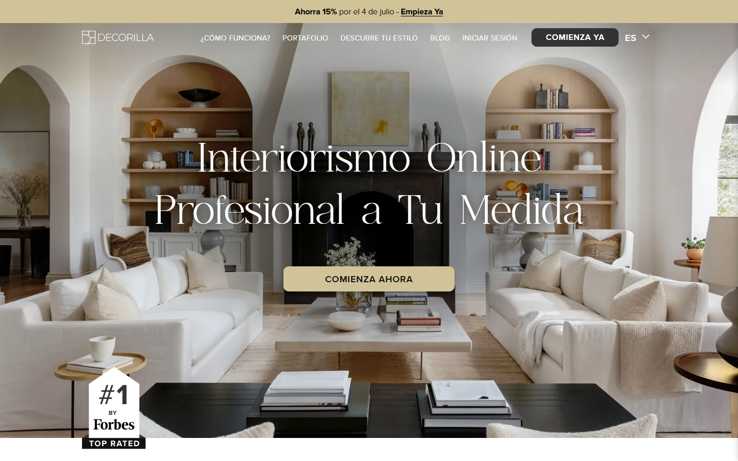 Hero de conversión: titular serif centrado + UN solo CTA cálido + sello de prueba social